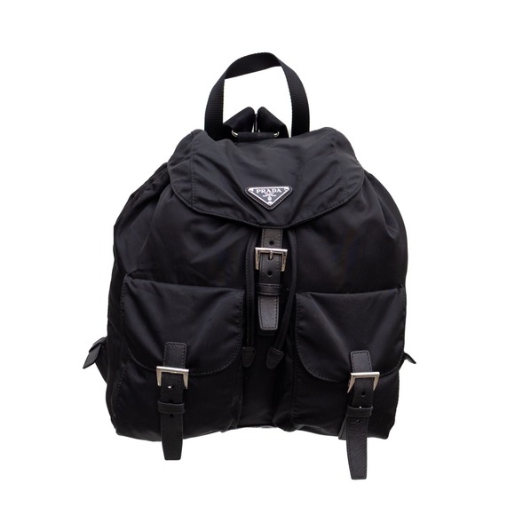 Rare Authentic Prada Tessuto Nylon Saffiano Small Backpack Black Women's